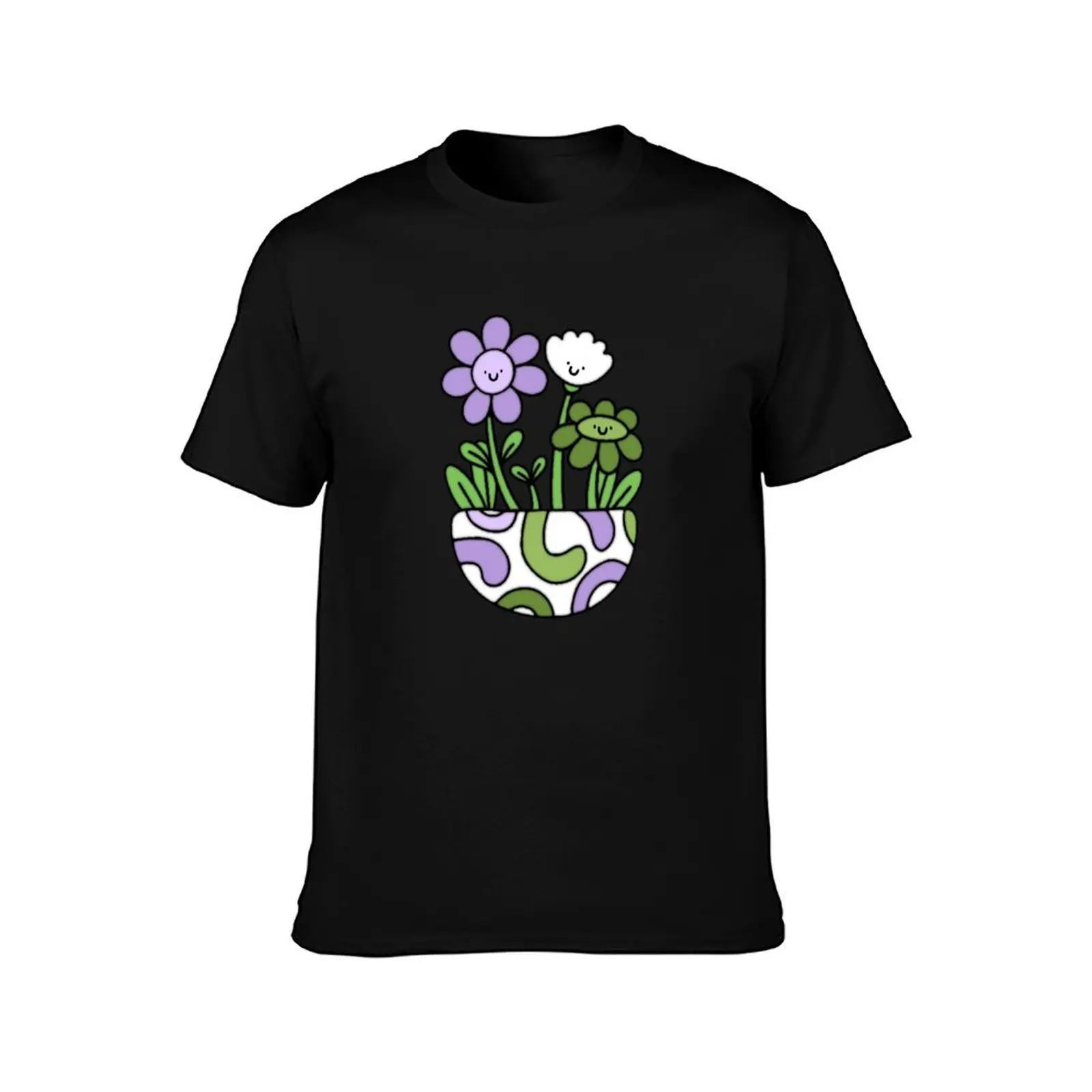 Genderqueer Pride Flower Pot T-Shirt Casual Loose Daily Wear T-Shirt