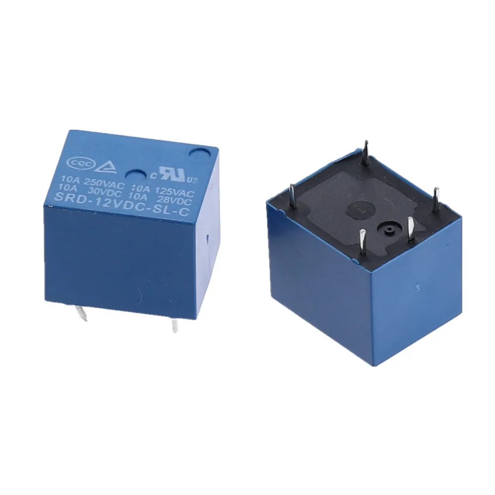 Mini módulo SRD-12VDC-SL-C DC, 3V, 5V, 12V, 24V, SPDT, 5 pines, bobina de plástico, relé de potencia, azul, 5 uds.