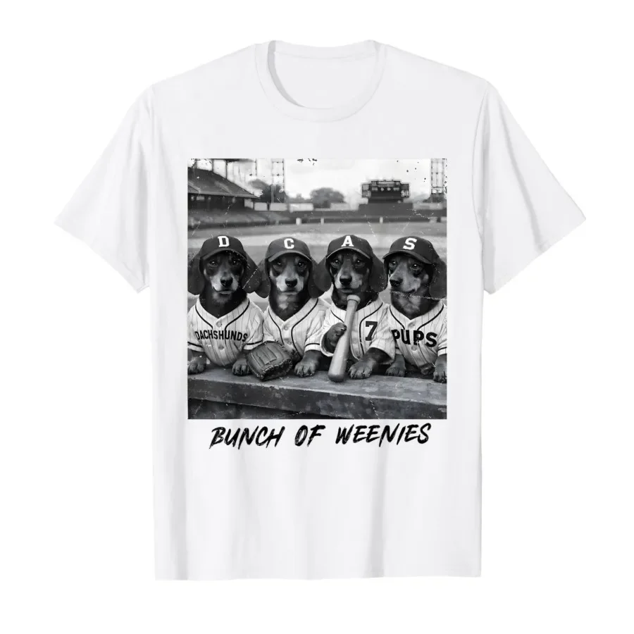 

Bunch of Weenies Funny Dog Meme Baseball Weenies Dachshunds T-shirt For Men Women 100% Cotton T Shirts Short Sleeve Tops 0406-1