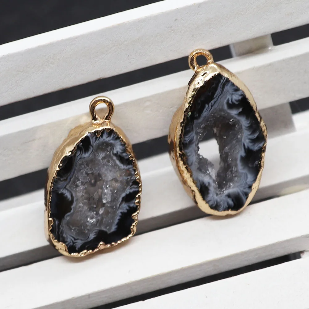 

Irregular Natural Stone Agates Pendants Charms Double Holes Connector DIY Jewelry Making Charm Necklace and Bracelet Accessories