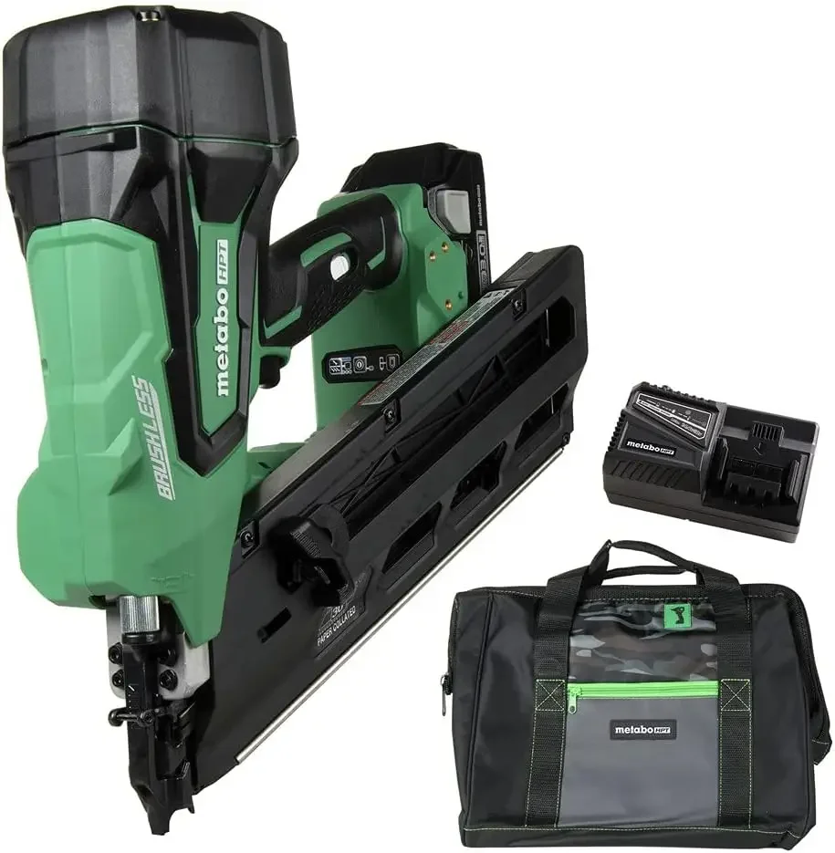 Metabo HPT Cordless 18V MultiVolt™ Framing Nailer Kit | Accepts 2-Inch to 3-1/2-Inch Clipped & Offset Round Paper Nails | 1-18V