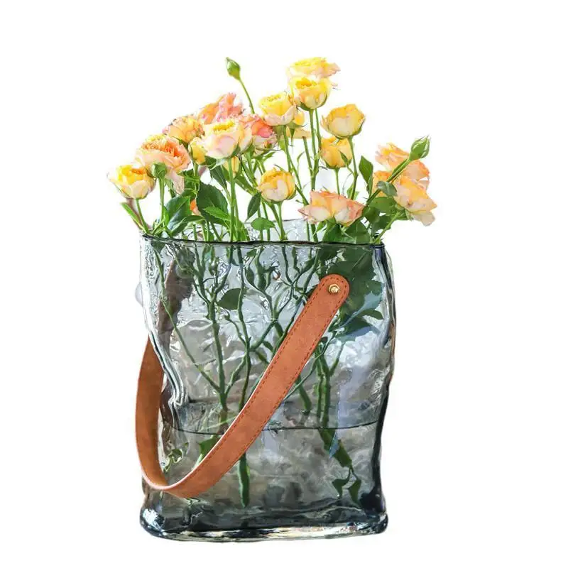 Light Luxury Handbag Glass Vase Fish Tank Simple Creative Flower Plant Vase Home Decoration Flowers Vase Nordic Glass Vase