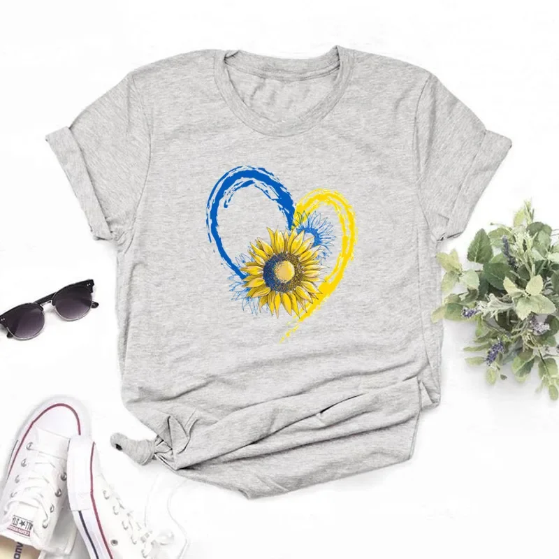 Ukraine Flag Sunflower Vintage Ukrainian Ukraine Print Women Graphic T Shirt Summer Casual Oversized T Shirt