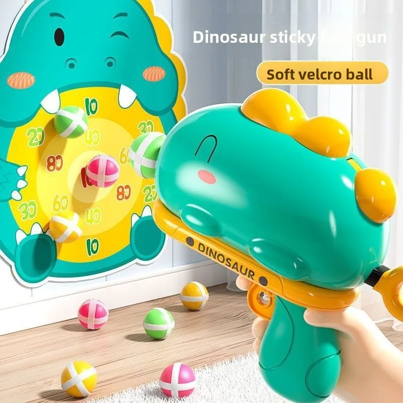 Dinosaurus kleverig balpistool Nieuw speelgoed voor kinderen Ouder-kind interactieve puzzel Decompressie Ouder speelgoed Zachte klittenbandbal
