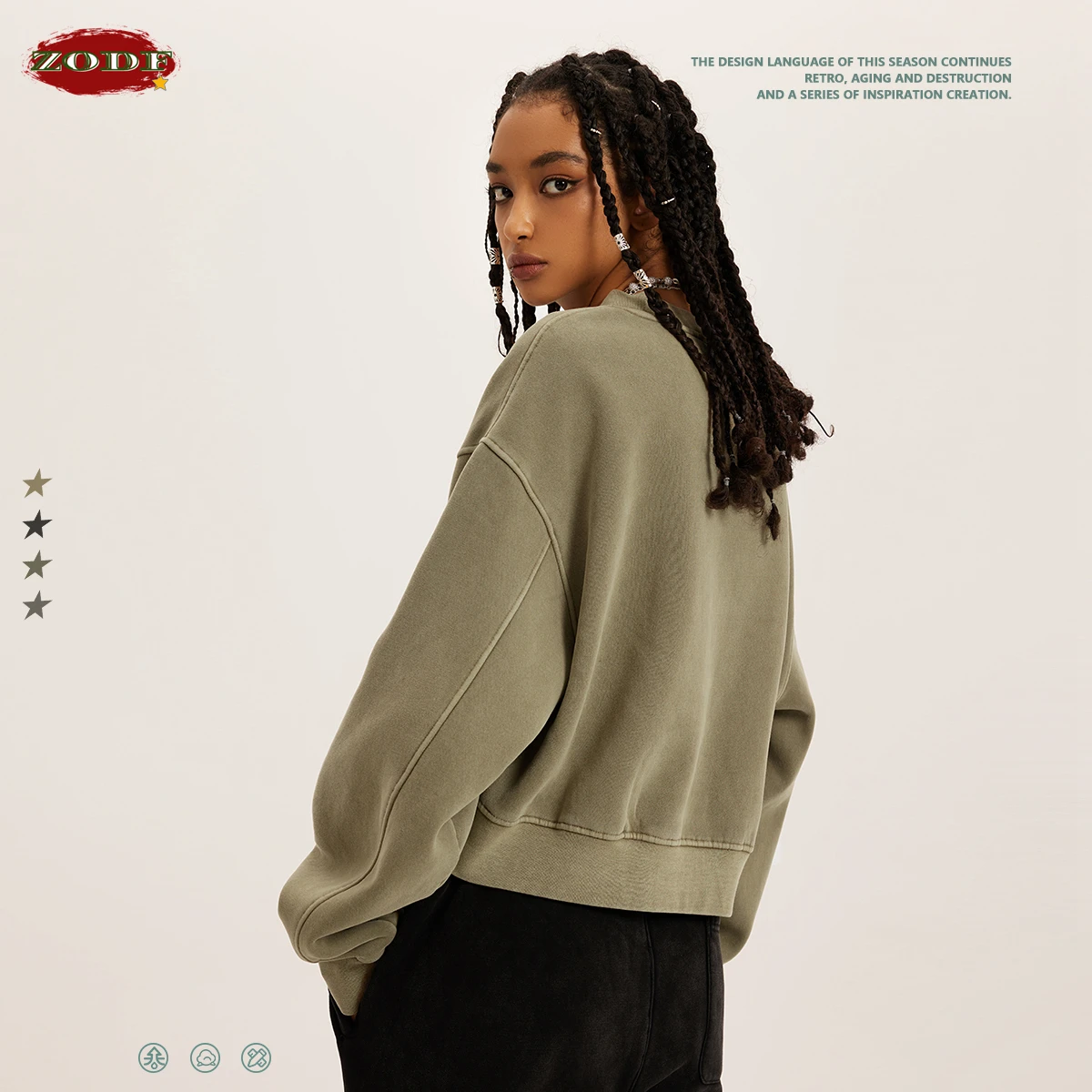 ZODF 2023 Winter Women Short Fleece Cropped Sweatshirts Girls Female Hip Hop Loose 380gsm V-Neck Pullovers Brand Tops HY0437