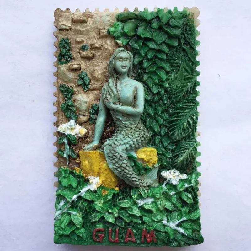 

United States Pacific Guam Mermaid Statue Creative Travel Memorial Decoration Crafts Magnet Refrigerator Sticker Gift