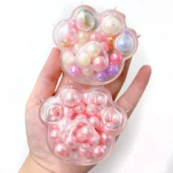 Kawaii Cat Paw Sticky Squeeze Toy Soft Realistic Jelly Glitter Cat's Claw Squishy Stress Relief Toys Kids Adults Unique Gifts