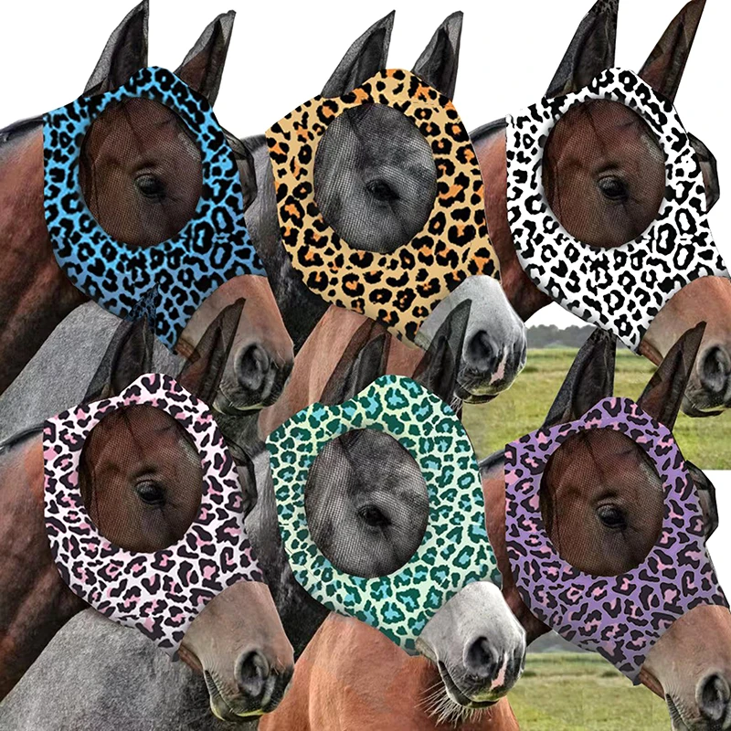 

1Pc Stretch Fabrics Horse Face Mask Anti Fly Breathable Knitted Mesh Anti Mosquito Mask Horse Riding Equestrian Equipment