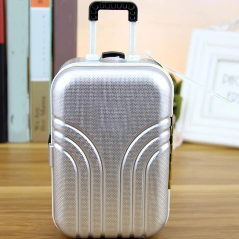1Pcs Luggage Saving Pot Mini Piggy Bank Money Box Trolley Case for Kids Children Silver Educational Gift Mini Saving Pot