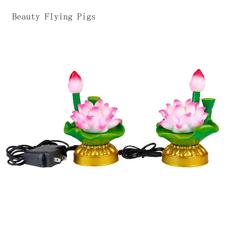 

2pcs Plastic Lotus Supply Simulated Candlestick Buddhist Hall Utensils Home Decoration Pray for Auspiciousness Feng Shui Bless