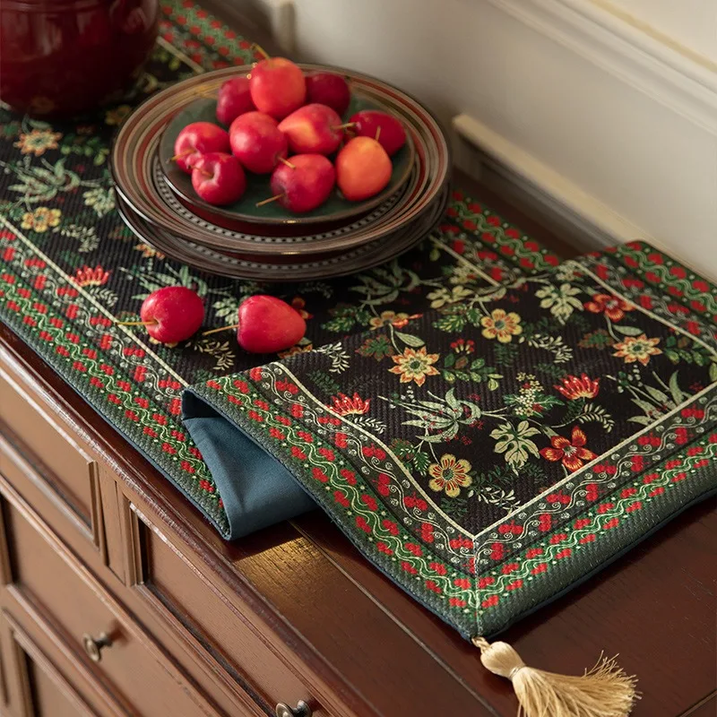 In Stock American Retro Polyester Table Runner Elegant Long Decorative Mat for Dining Table Coffee Table Dresser