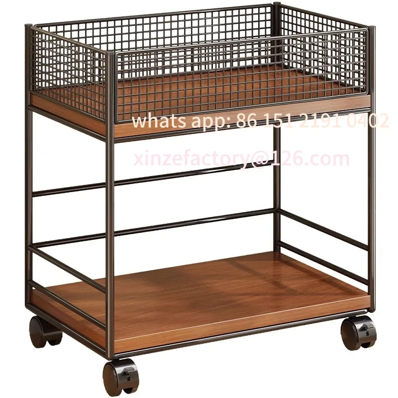 

Customizable Kitchen Tableside Multi-layer Storage Ra Cupboard Mobile Cart Sna Cup Holder Wood Material Easy to Move next to Din