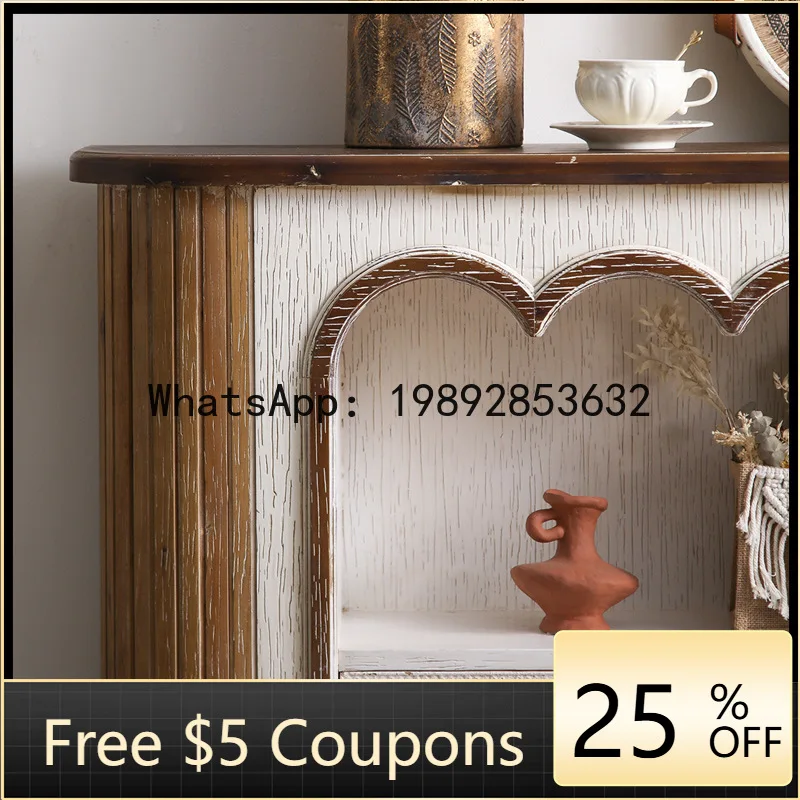 

BF Retro Style Vintage Storage Rack Hotel Entrance Living Room Fireplace Homestay Indoor Background Decor Wall Hanging Rack