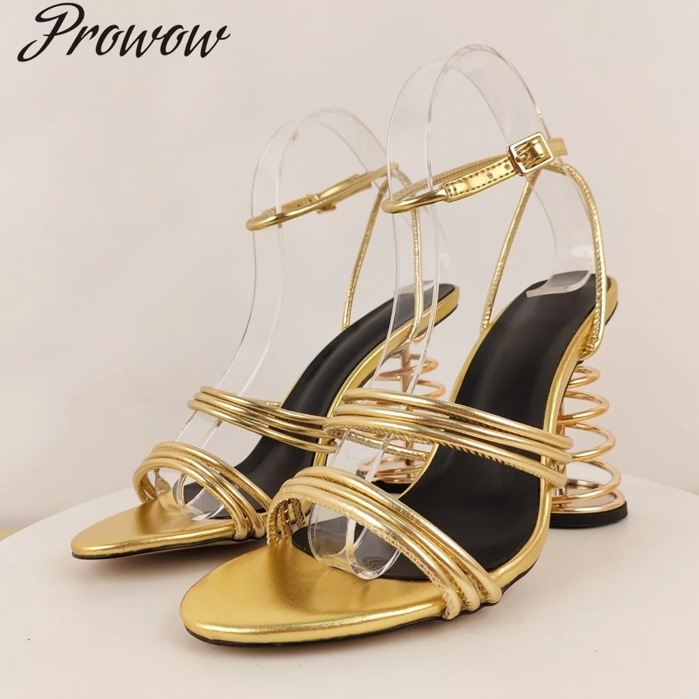 

Золотые модные сандалии на высоком каблуке с круглым носком, женская обувь Zapatos Mujer