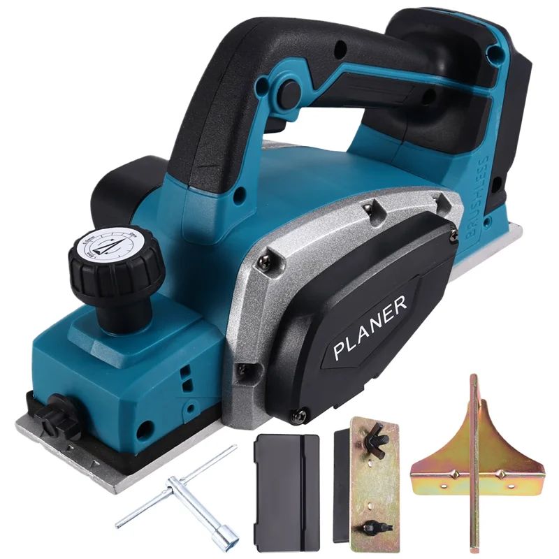 【Flash Sale】 Untuk Alat Pertukangan Genggam Bertenaga Baterai Lithium Isi Ulang 18V, Planer Listrik Tanpa Kabel Tanpa Sikat