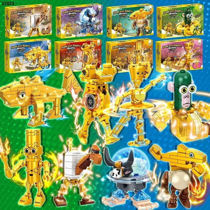 النسخة الذهبية الإيطالية تونغ تونغ صحور ‌   مجموعة مكعبات البناء المقتنيات لعبة الشكل للفتيات نموذج الطوب لعبة أطفال هدايا للأولاد والأطفال