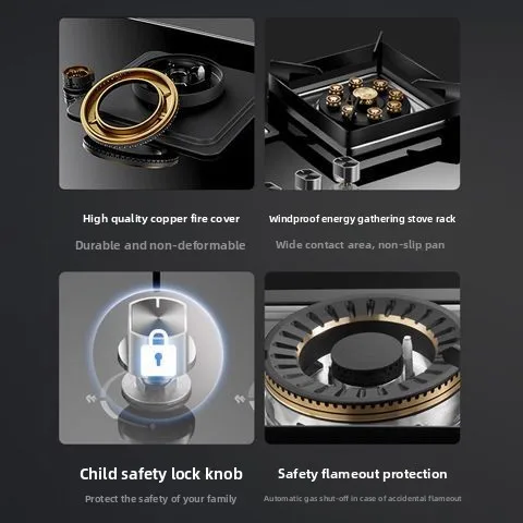 Fogão de três cabeças Fogão de três olhos a gás Cozinha doméstica à prova de explosão Gás liquefeito Fogão a gás natural