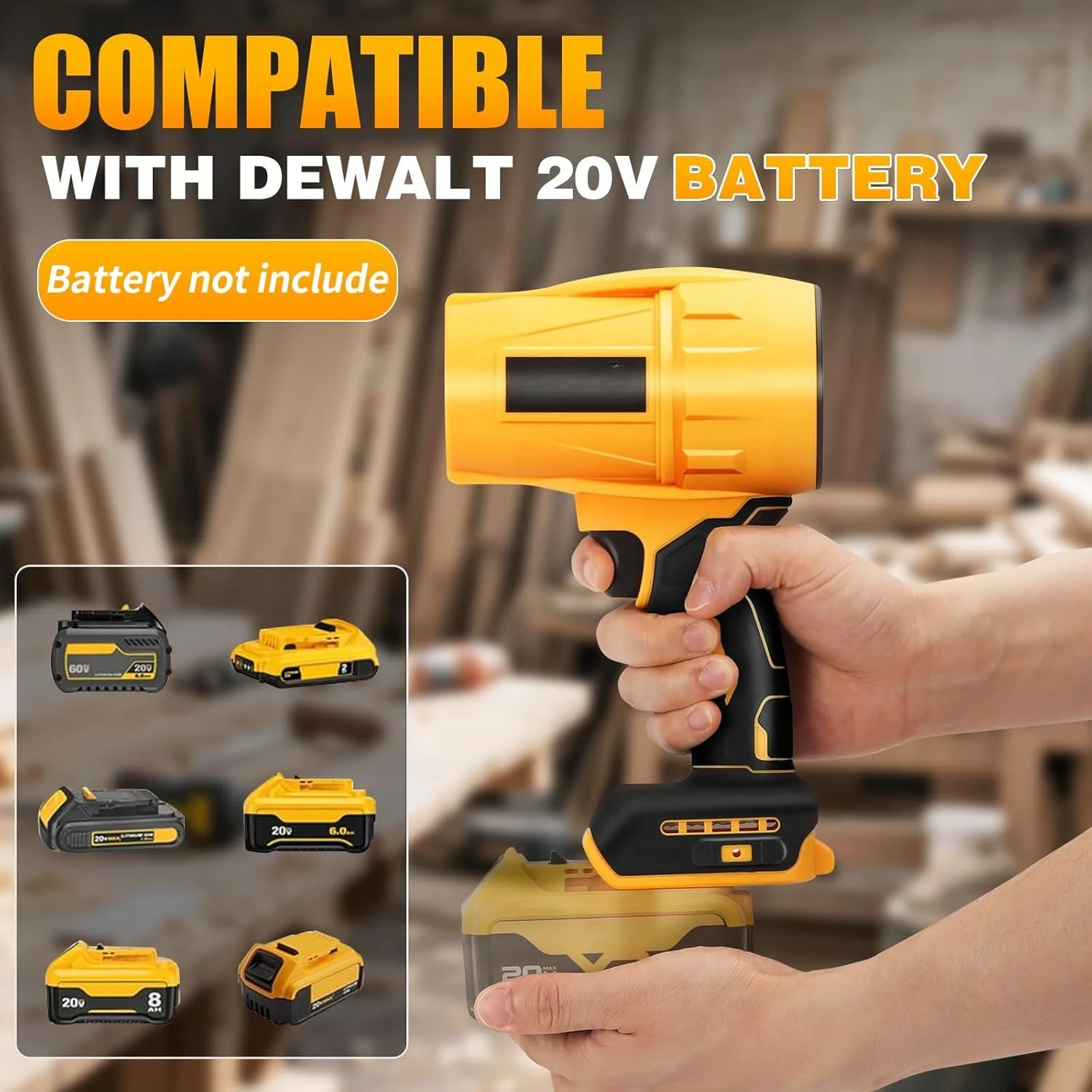 منفاخ أوراق الشجر الكهربائي اللاسلكي لبطارية DEWALT 20 فولت، منفاخ هواء بمروحة نفاثة محمولة عالية السرعة لتنظيف الفناء
