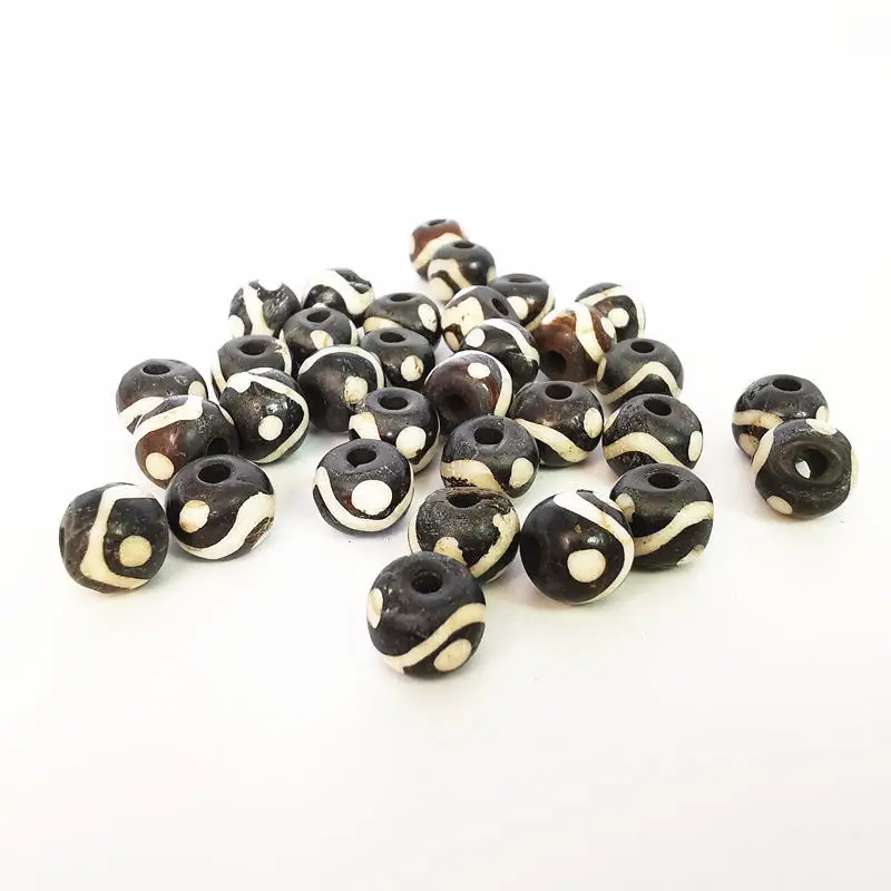 20Beads Yak Bone Loose Beads 8-9mm Tibetan Mantras Ethnic Totems TSB0231