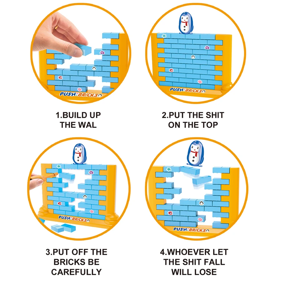 لعبة Penguin Wall Challenge Family Parent Child - ألغاز وكتل استراتيجية تفاعلية، تطوير مهارات اليد، هدايا عيد الميلاد