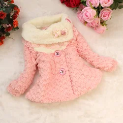 Girls Winter New Coat Warm Wool Sweater Scarf Collar Windproof Fashion Long Sleeved Children'S Clothing Suitable For 0-3 Years