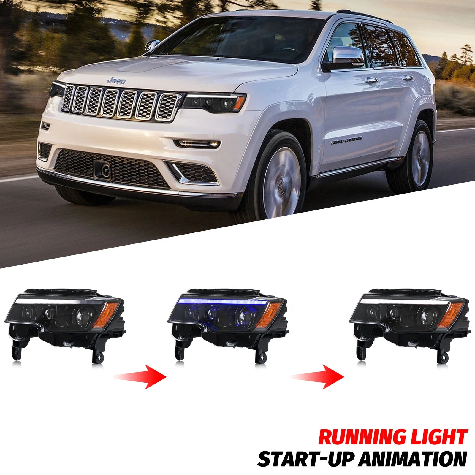 Auto Parts Headlights LED Lamp For Jeep Grand Cherokee 2017 2021 4th Gen WK2 Projector Dynamic Turn Signal Assembly - Image 3