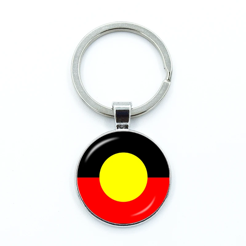 Australian Aboriginal Flag National Emblem Keychain Keyring Jewelry Pendant Convex Glass Keychain Friends Gift