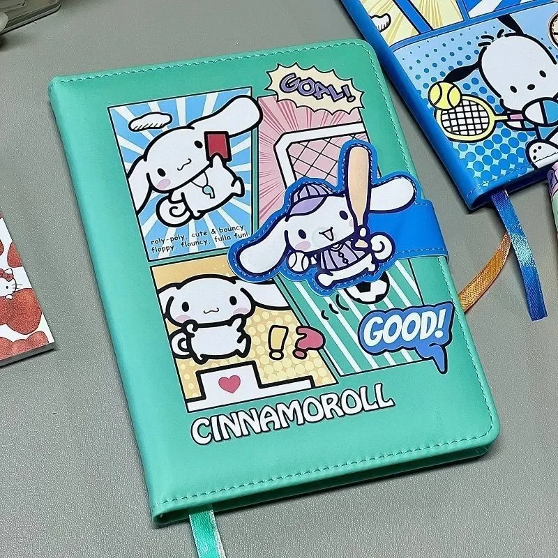 Anime Sanrio Hello Kitty Notebook Cinnamoroll Pochacco B6 Journal Magnetic Clasp Book Cartoon Cute Leather Surface Coloring Page