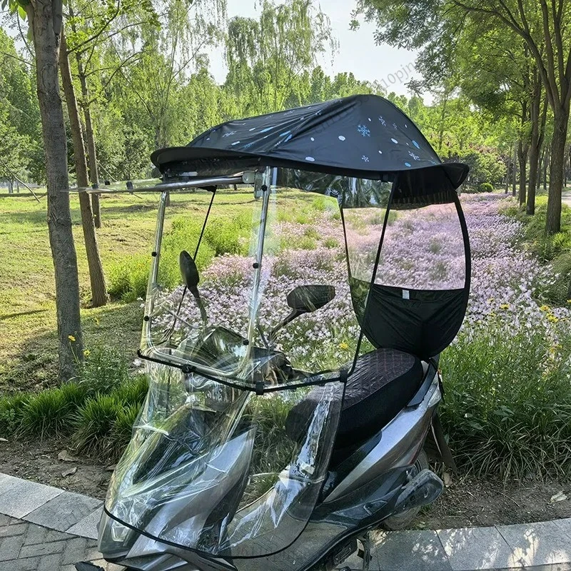 New Scooter Motorcycle Riding Canopy Warm Thickened Vinyl Electric Vehicle Sunscreen Rainproof Windproof