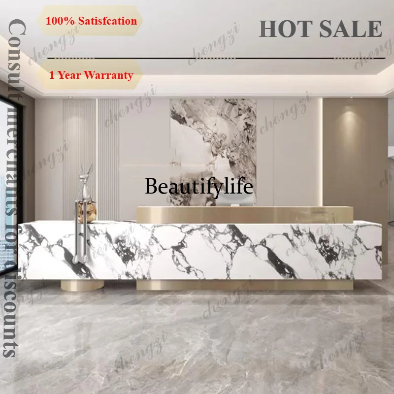 D1089 Modern Unique Reception Desks Led Lights Drawer Display Reception Desks Welcome Organizers Comptoire Accueil Trendy Furnit