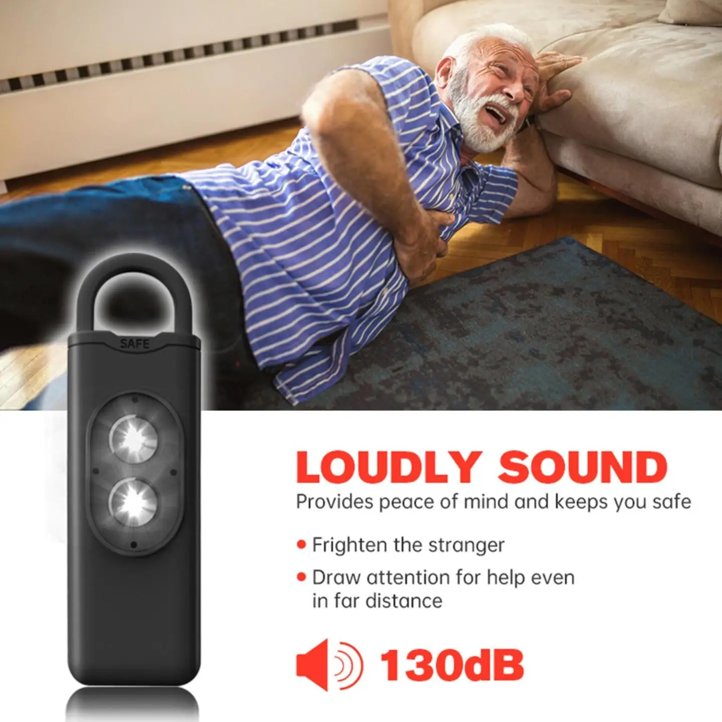 【مساعدة الفتاة!】FreeShip مع 130dB و2 ضوء LED ترقية سلسلة مفاتيح إنذار الجيب الشخصية للنساء شخص السلامة في حالات الطوارئ #6