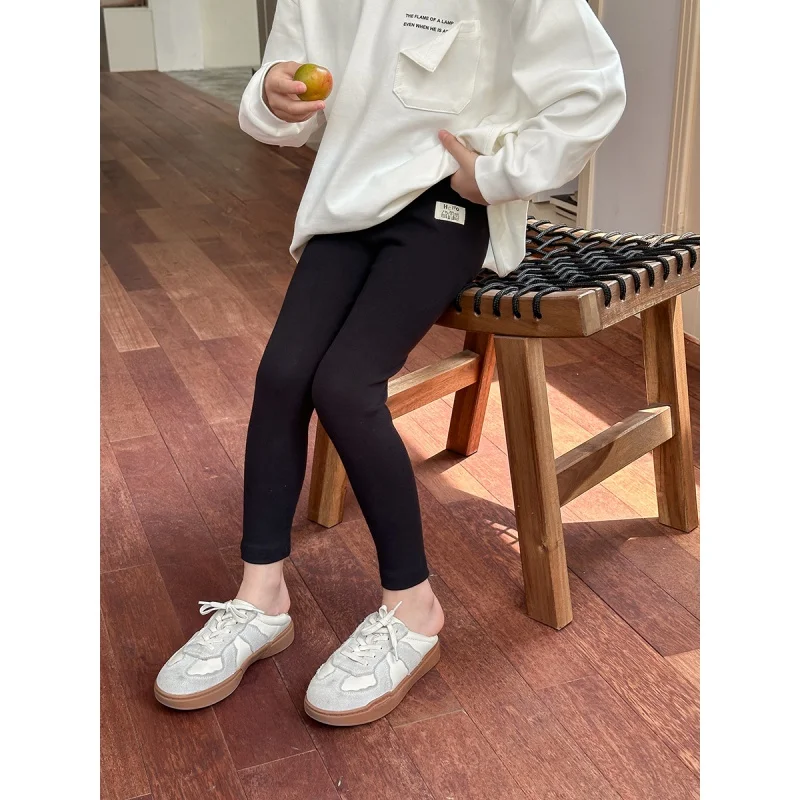 Children Autumn Underwear Leggings Girls Baby280gWool Pull Frame High Elastic Slim-Fitting Long Pants