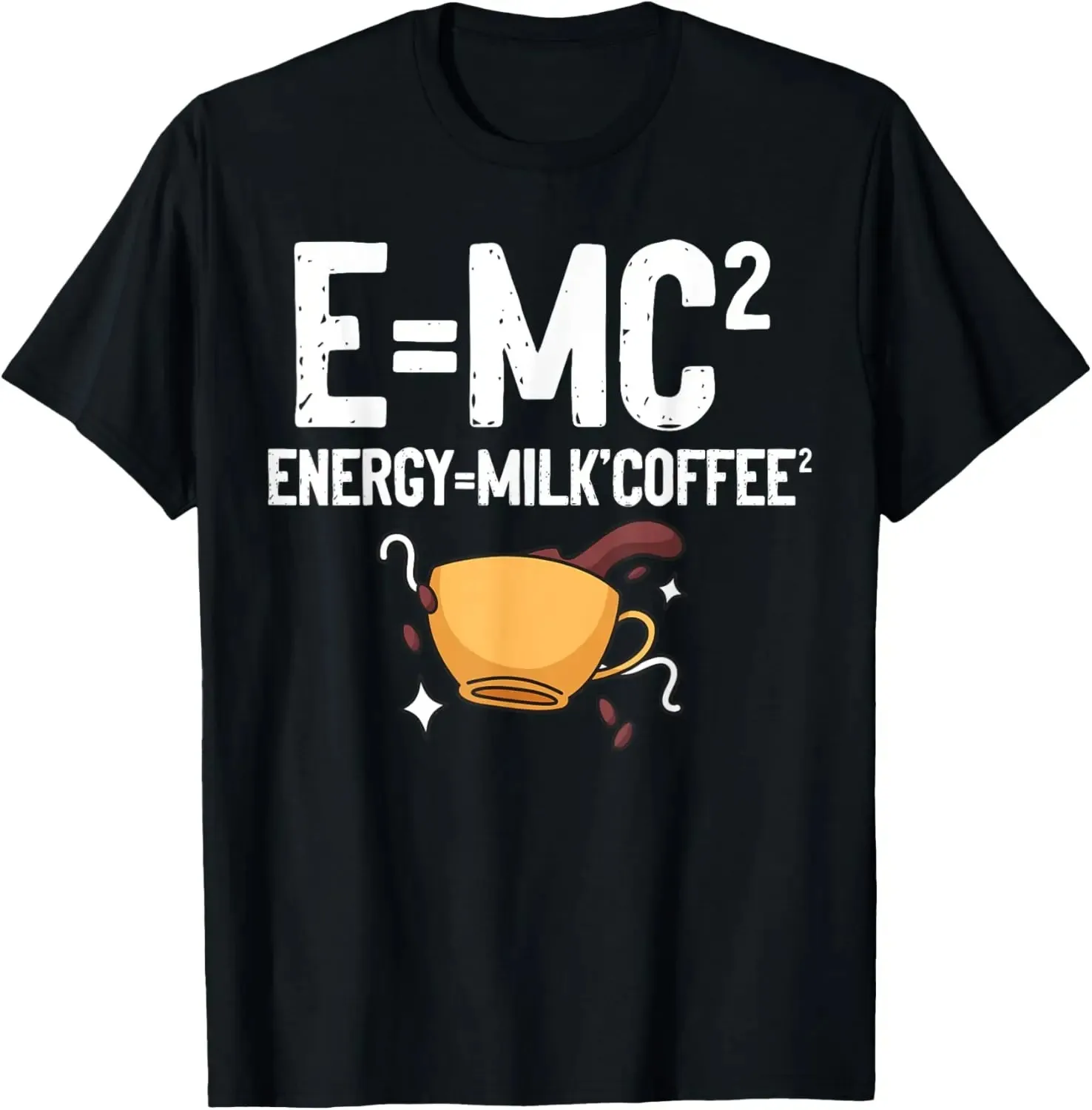 E = MC2 divertida ciencia café energía leche café regalo camiseta impresa Camisetas gráficas Camisetas gráficas Camisas Streetwear