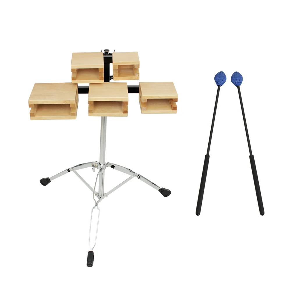 

Drum Kit Wooden Cow Bell 5 Tone Clapper Drum Set Kit Accessories with Music Tripod Drumsticks Cowbell Percussion Drum Instrument