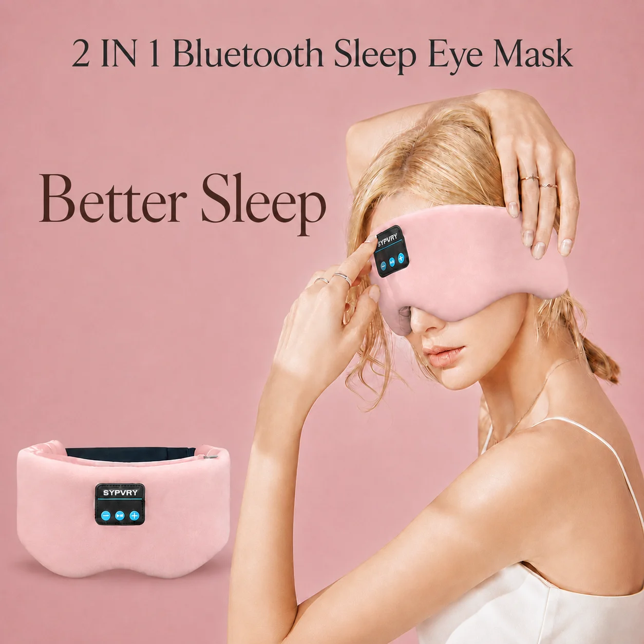 Bluetooth Sleep Eye Mask with Headphones, Soft Light Blocking for Side Sleepers Insomnia Travel Sleep Shade Eyepatch  Men Women