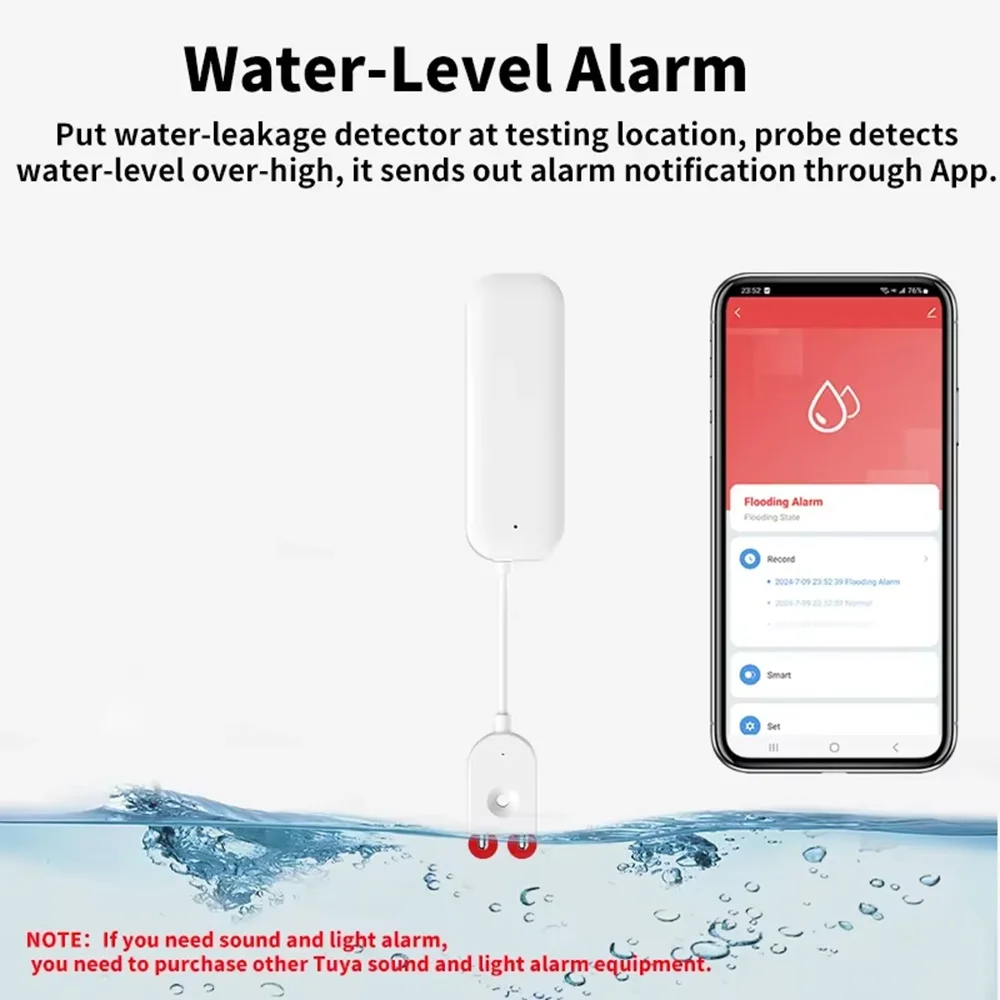 Tuya Smart WIFI Waterlekkage Sensor Alarm Waterniveau Detector Overstroming Lekkage Sensor APP Afstandsbediening Beveiliging Alarmsysteem