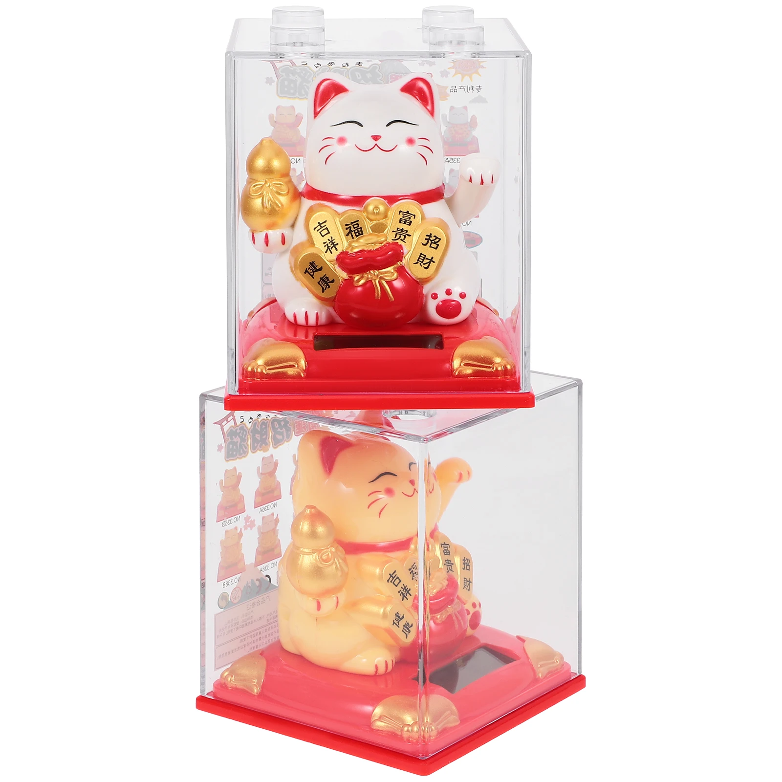 

2pcs Solar Powered Car Dashboard Waving Arm Ornaments Wealth Desktop Car Luck Good Luck Solar Waving Chinese Auspicious