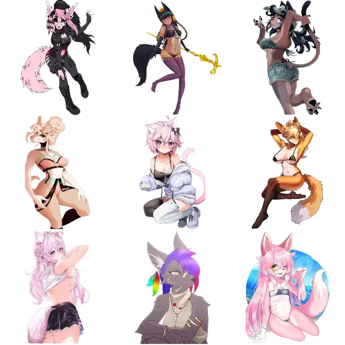 

Cute Furry Sexy Girl Catoon Anime Stickers for Decorate Car Bumper Laptop Window Wall Off-road Fridge Room Decal Accessories