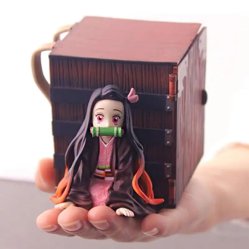 Nuove Action figure Anime da 22cm Demon Slayer Kimetsu No Yaiba Kamado Nezuko secchio per Popcorn collezione in Pvc modello Deco regali giocattolo