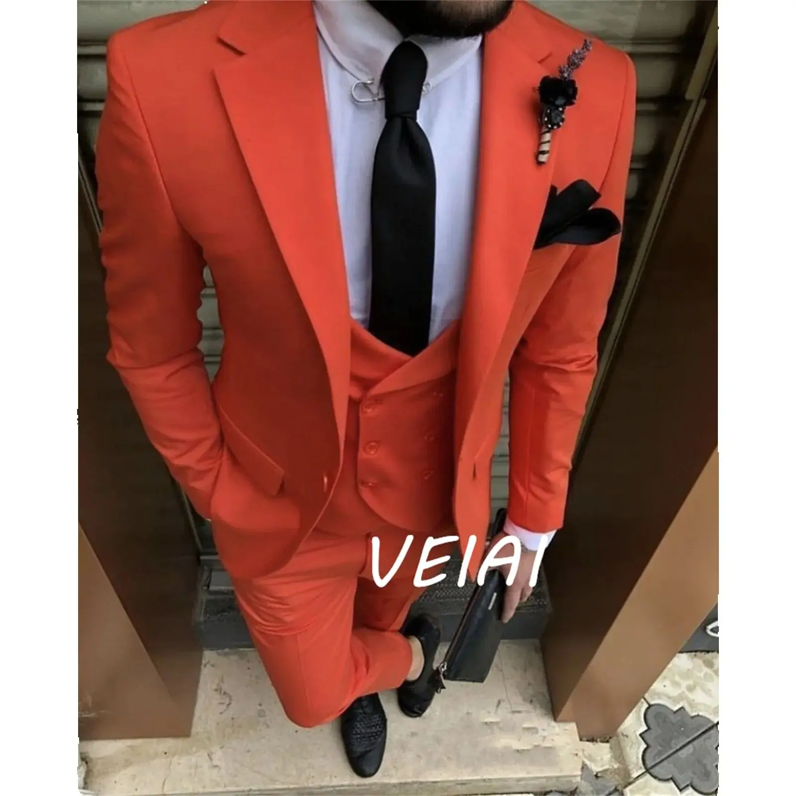 

Повседневный костюм по индивидуальному заказу, костюмы для мужчин, однобортный однотонный костюм с зубчатыми лацканами, обычная одежда, куртка-тройка