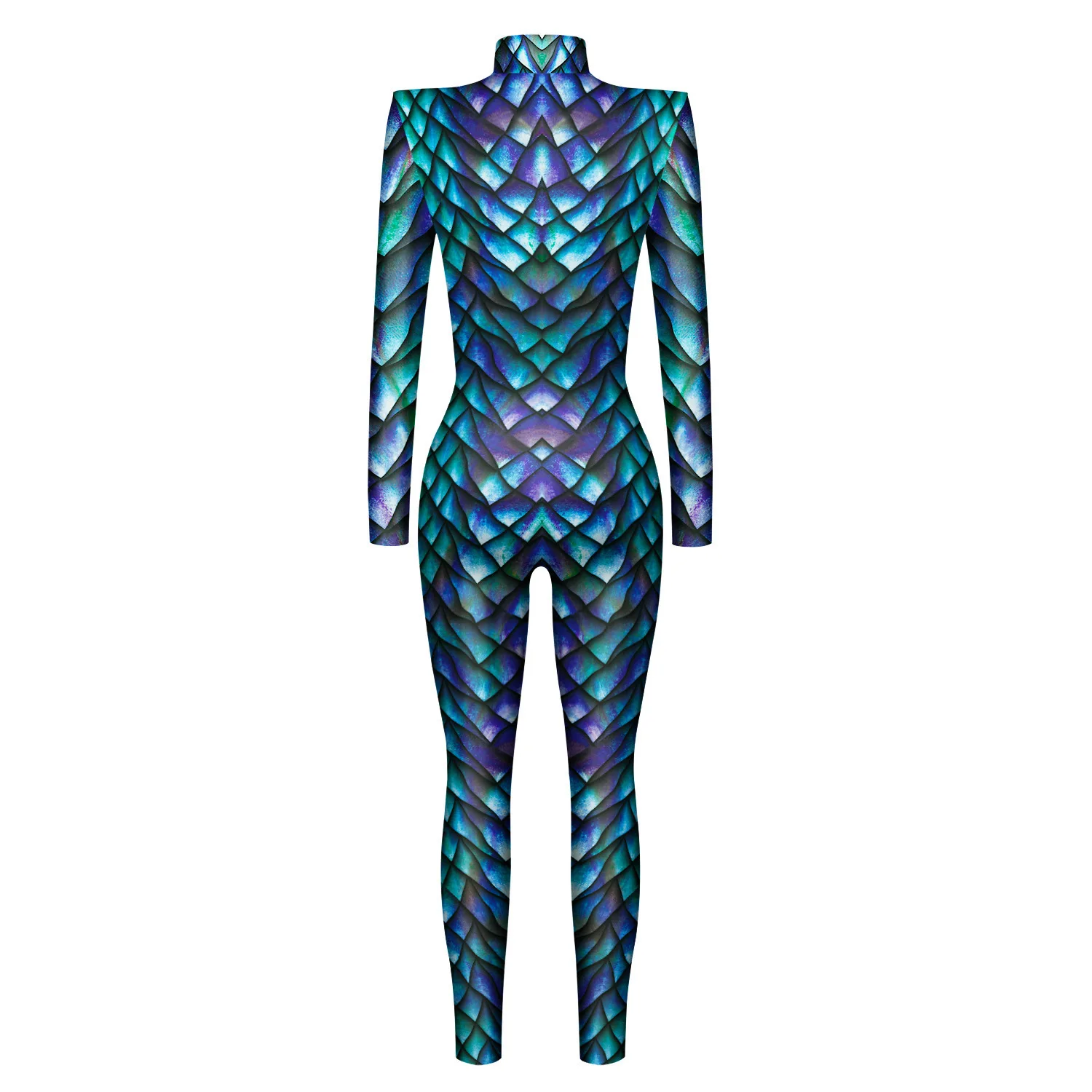 Herren Damen Punk Future Roboter Drache Schlange Totenkopf 3D-Druck Bodysuit Erwachsenen-Halloween-Kostüm Party Rollenspiel Schlanker Jumpsuit – Detail 14