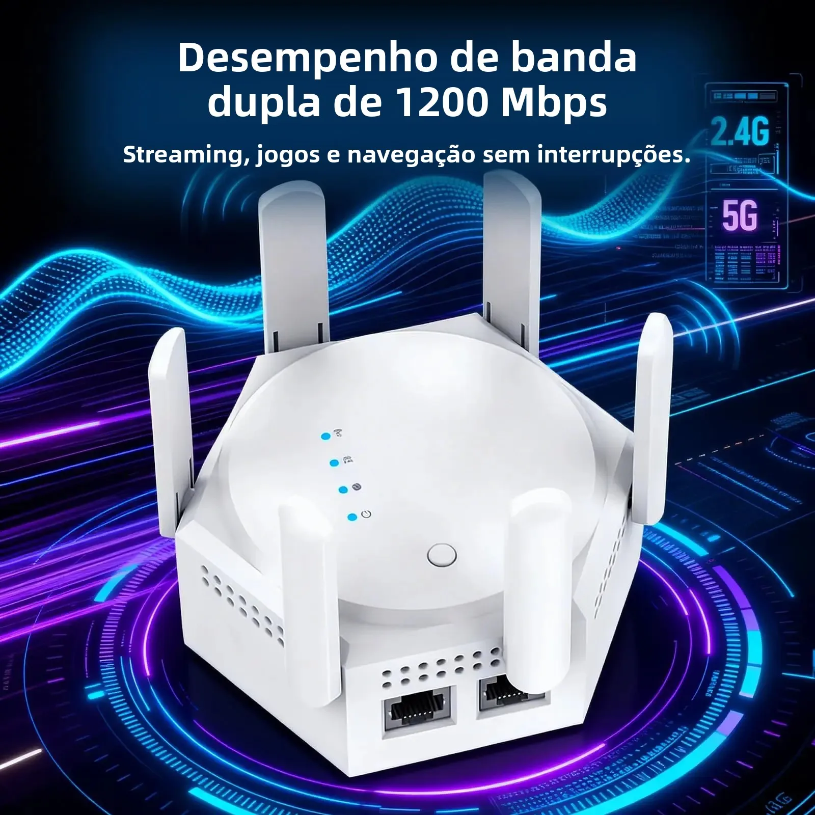 1200mbps-デュアルバンドwifiエクステンダー-信号ブースター-6アンテナ＆イーサネットポート搭載-リピーター-24g-5g対応-最大8000平方フィートの範囲をカバー