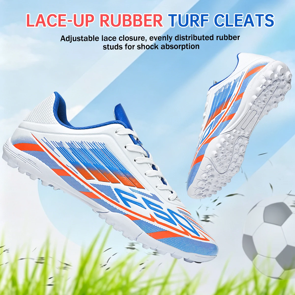

Multi Ground Men TF Turf Soccer Cleats, Comfort Breathable Shoes For Indoor & Outdoor Football Sport