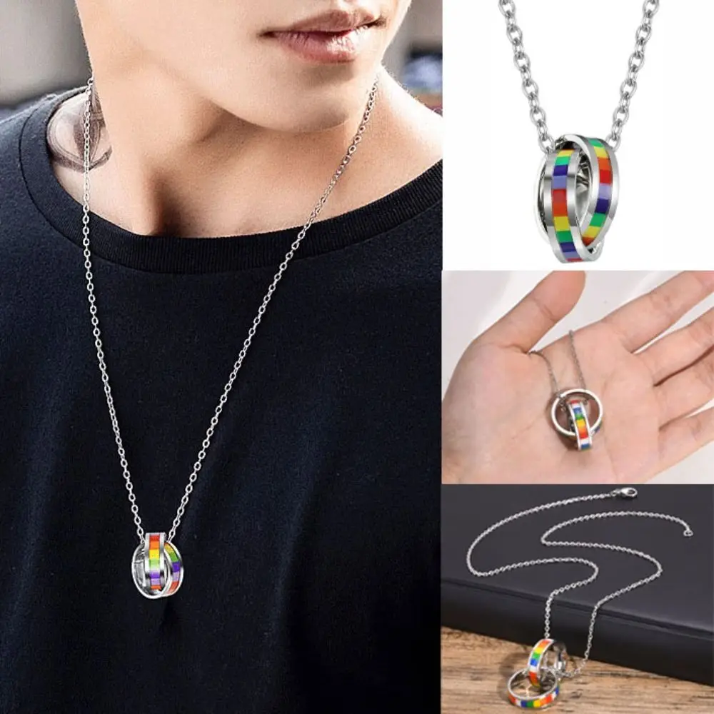 

Модное радужное ожерелье на день гордости, турецкое очарование, красочное кольцо, кулон, ожерелье, ювелирные изделия на шею, аксессуары, цепочка на ключицу, подарки