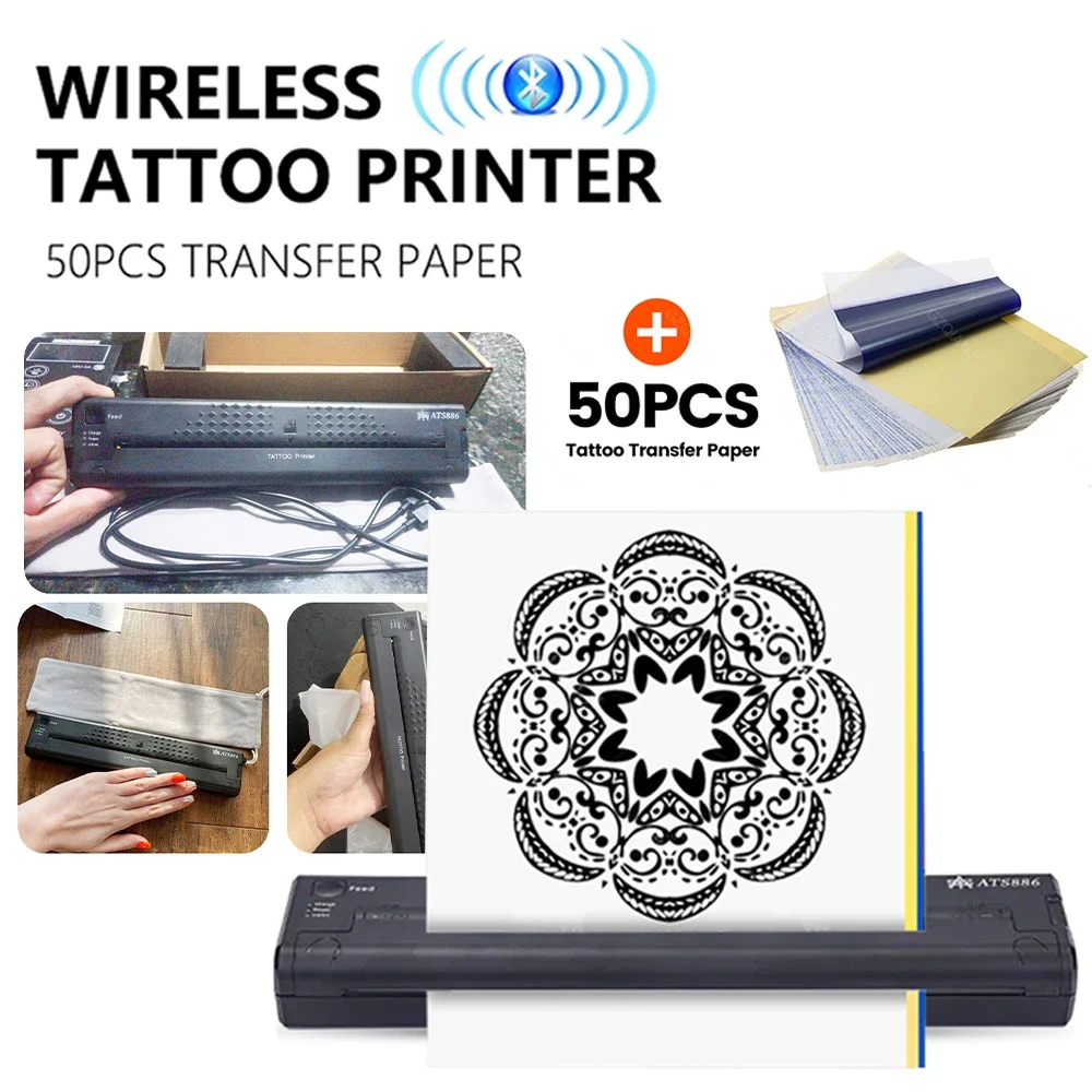 Smart Wireless Tattoo Printer Thermal Stencil Bluetooth Printer Portable Paper Copy Transfer Printing Photo Thermal Supplies