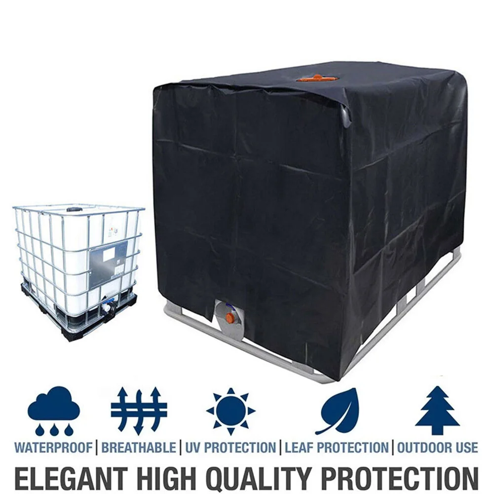 F2 Black IBC Water Tank Protective Cover 600L Tote Outdoor Waterproof Dustproof Cover Sunscreen Garden Yard Rain Container