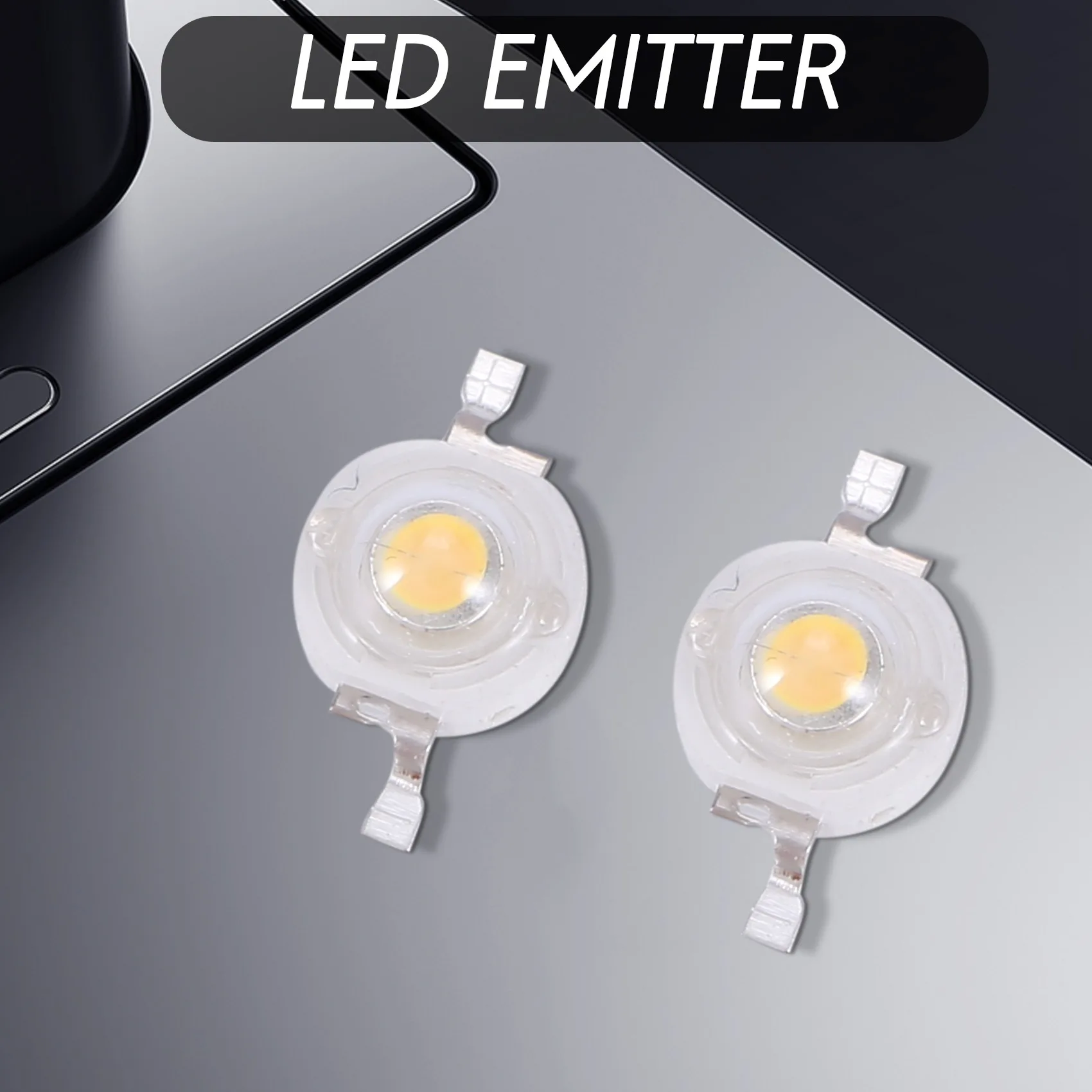 따뜻한 흰색 LED 비드 이미터, 고출력 2 핀, 3W, 100-110Lm, 10 개