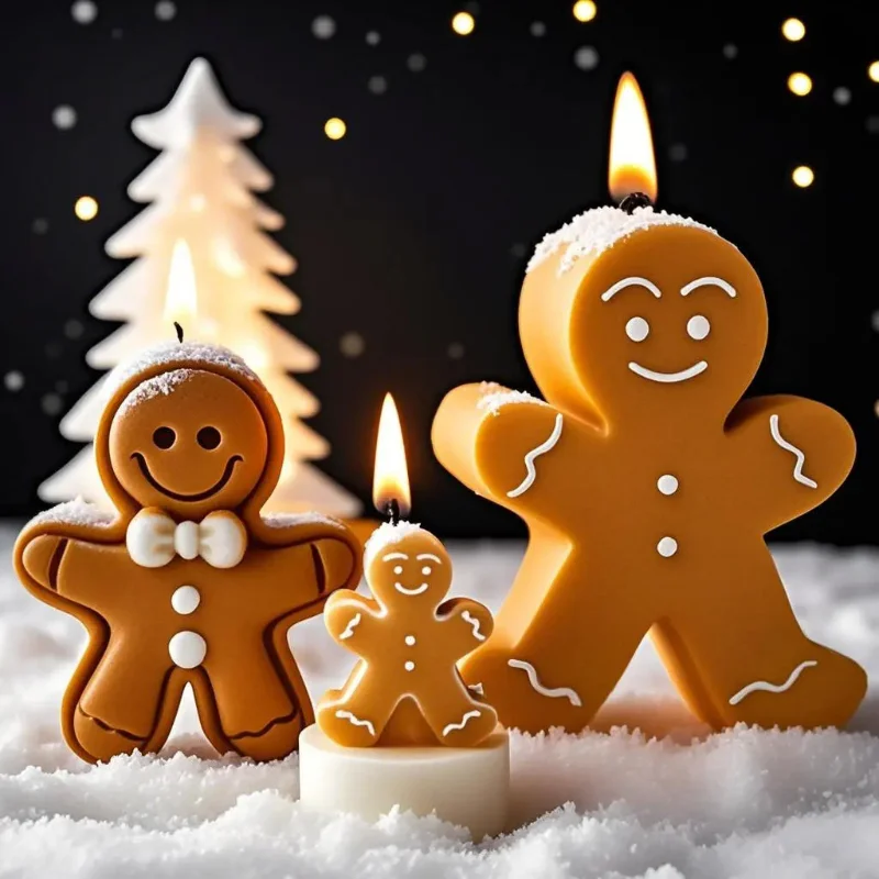 DIY Cartoon Lebkuchenmann Silikon Kerzenform Weihnachten Keks Schokolade Backwerkzeug Handgemachte Seife Kerzenherstellung Zubehör