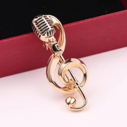 Exquisite Microphone Music Note Brooch for Women Men Fashion Metal Lapel Pins Club Badge Jewelry Accessories Gifts