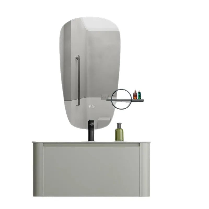 

French pastoral oak rock slab seamless basin bathroom cabinet combination simple bathroom washbasin sink washbasin